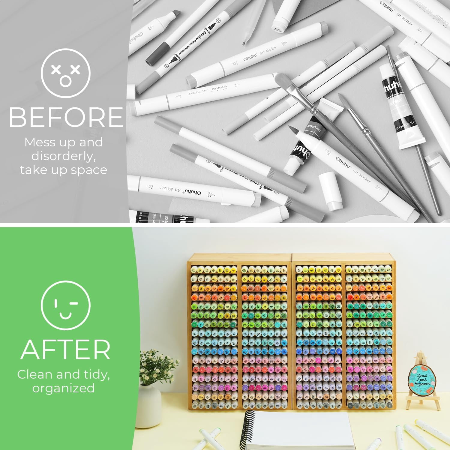 Marker Organizer Desktop Storage Hold 224 Markers Honolulu Oahu Series Pens Pencils Stationary Holder 32 Compartments Classroom Office Decor
