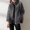 thumbnail image 2 of Sherpa Fleece Jackets for Women Casual Solid Long Sleeve Zipper Hooded Plush Coat Winter Warm Sweater Tops, 2 of 5