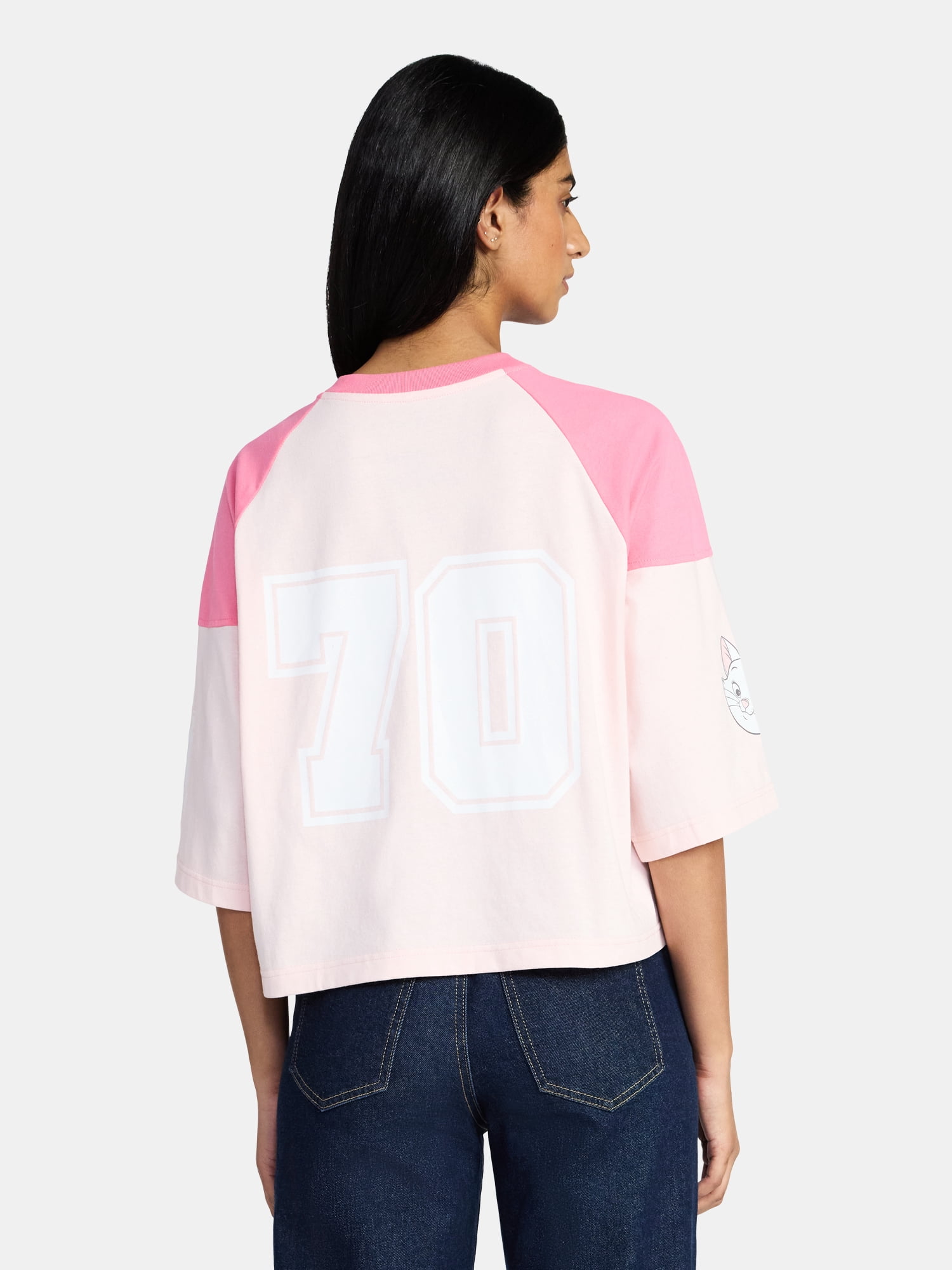 Marie the Cat Women's Varsity Graphic Tee with Elbow Sleeves, Sizes XXS-XXL