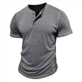 thumbnail image 2 of Camisetas de Corta para Hombre, Camisetas Informales de Algodón Estilo Henley, Camisetas Básicas de Verano Gris XL, 2 of 6
