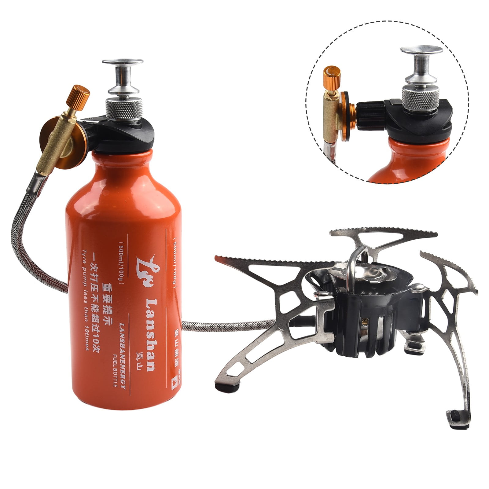 Outdoor Camping Multi Fuel Oil Stove with 500ml Gasoline Fuel Bottle for Diesel