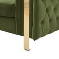 thumbnail image 5 of 3-Seater Button Tufted Velvet Sofa with Gold Metal Legs & Tuxedo Arms, Soft Upholstered Sleeper for Living Room, Green, 5 of 7