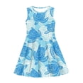 thumbnail image 3 of Renewold Blue Girls Sleeveless Princess Dress Shirt Dance Dresses Age 11-12 Years Old Comfortable A-Line Knee Length Beach Dress Sea Turtle Kids Teens Sundress, 3 of 6