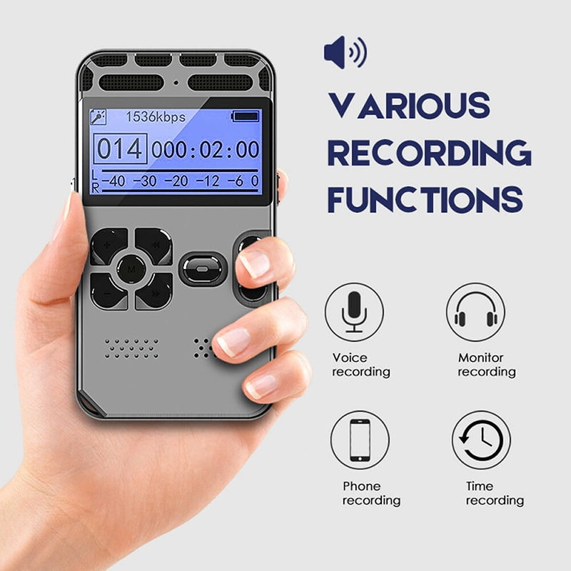 64GB Rechargeable LCD Digital Audio Sound Voice Recorder Dictaphone MP3 Player 
