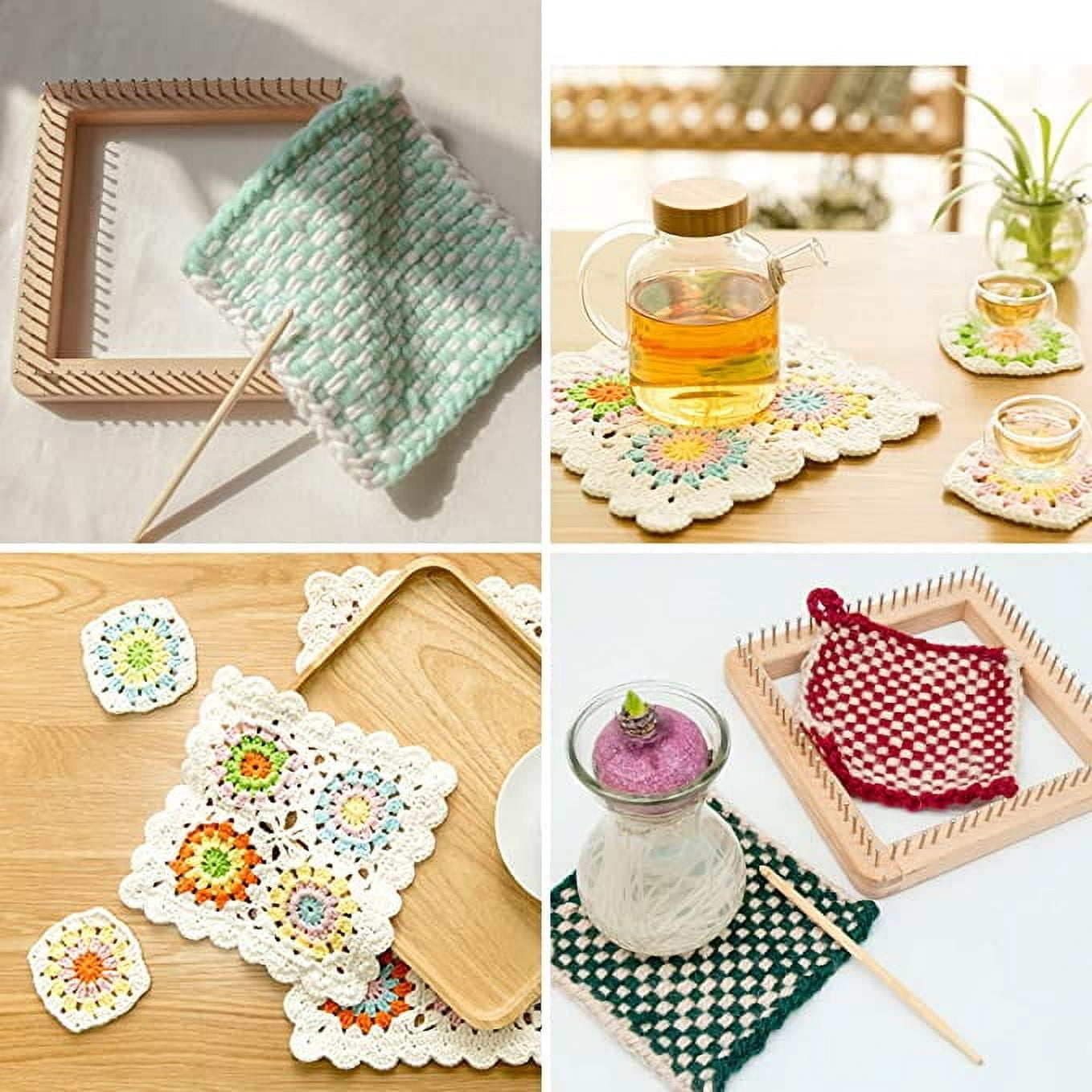 Square Knitting Loom Weaving Wood Tools Crafts Board DIY for Sock 20x20cm