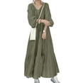thumbnail image 3 of ZANZEA Women V-Neck Puff Sleeve Bohemian Casual Long Dress, 3 of 4