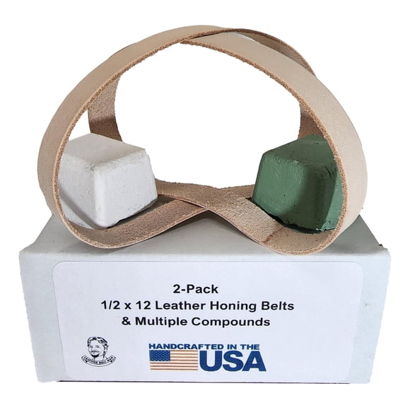 Lot de 2 Ceintures de Ponçage et Polissage en Cuir 1/2 Pouces x 12 Pouces - Strop s'Adapte à la Machine de Travail Originale