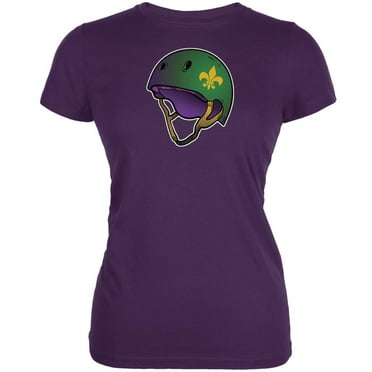Mardi Gras Cajun Roller Derby Helmet Purple Juniors Soft T-Shirt - Large