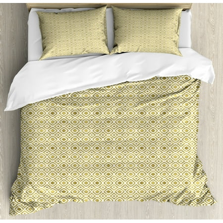 Geometric King Size Duvet Cover Set Moire Rhombus Like Wavy