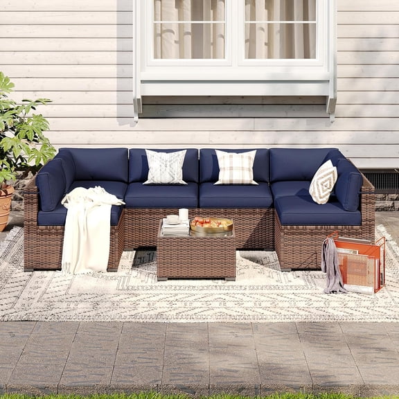 14-Piece Outdoor Cushion Covers Navy Blue with Zipper Anti-Slip for  Furniture Set