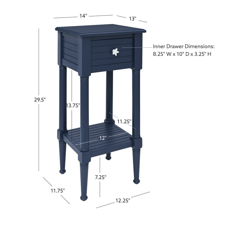 Linon Athalee Single Drawer Indoor Accent Side Table with Shelf