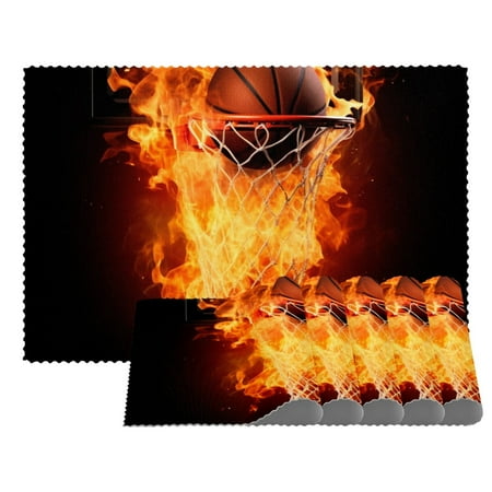 

Placemats Set of 1 Non Slip Washable Table Placemats Basketball Flame Sport