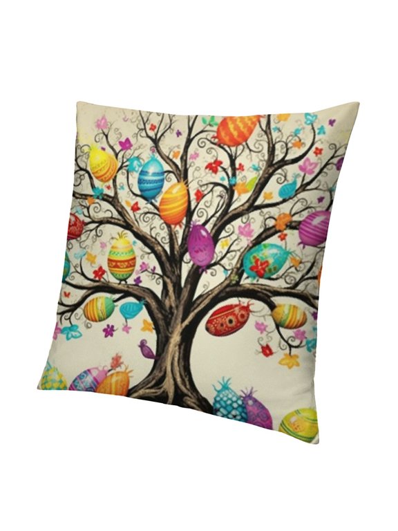 Best Gift For Spring Happy Easter Beautiful Large Eggs Tree Rabbit Flowers Office Decorative
