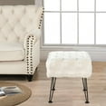 thumbnail image 4 of Home Soft Things Brick Textured Faux Fur Stool Chair, Upholstered Footrest Ottoman with Black Metal Legs and Padded Seat - White - 17''x17''x17'', 4 of 6