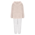 thumbnail image 5 of Lovskoo Women's and Men's 2 Piece Pajamas Outfit Fuzzy Fleece Solid Cute Hooded Pajama Set Soft Warm Sleepwear with Pockets A-Beige, 5 of 8