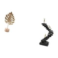 thumbnail image 5 of Dualoai Leaf Sculpture Metal Thinker Statue Resin Abstract Leaf Shaped Figurine Crafts Nordic Creative Ornament Ladder Handicraft for Table Party Home Bookshelf Decorative Objects Desktop Table, 5 of 8