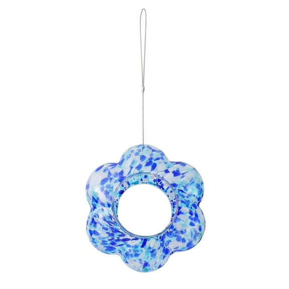 Eoozwa Glass Bird Feeders for Outside Hanging Fly Through Bird Feeder with Round Shape Solar Birdfeeder for Yard Garden Courtyard Decor