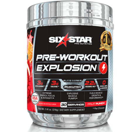 Six Star Pro Nutrition Pre Workout Explosion Powder, Fruit Punch, 30 (Best Pre Workout Supplement For Cardio)