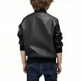 thumbnail image 4 of Boys PU Leather Jackets Fashion Full Zip Up Motorcycle Coat Casual Solid Color Long Sleeve Outerwear with Pockets 2-16 Years, 4 of 5