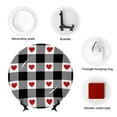 thumbnail image 4 of Balery Heart Black Buffalo Plaid Gingham Print Bone China Decorative Plate Ceramic Dinner Plates Art Crafts with Display Stand-6in, 4 of 6