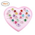 thumbnail image 1 of pitrice 24pcs Children's Rings Adjustable Girls Rings Lovely Flower Star Crystal Rhinestone Kids Rings, 1 of 6