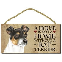 Rat Terrier A House is not a Home Without a Rat Terrier - 5" x 10" Door Sign with Bonus 1pc Stand and I Love My Dog 3 Inch Round Decal