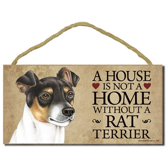 Rat Terrier A House is not a Home Without a Rat Terrier - 5" x 10" Door Sign with Bonus 1pc Stand and I Love My Dog 3 Inch Round Decal