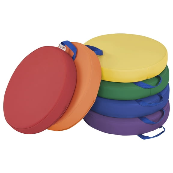 ECR4Kids SoftZone® Round Floor Cushion with Handle 6-Piece - Primary