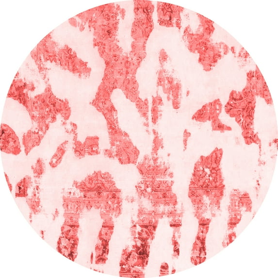 Ahgly Company Indoor Round Abstract Red Modern Area Rugs, 7' Round