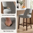 thumbnail image 4 of Usaint Chenille Bar Stools Set of 4, 26" Counter Height Barstools, Mid-Century Wooden Kitchen Island Chairs for Dining Room, Gray, 4 of 9