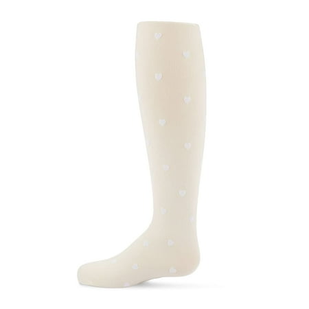 

MeMoi Girls Flocked Heart Tights Winter white 6-8