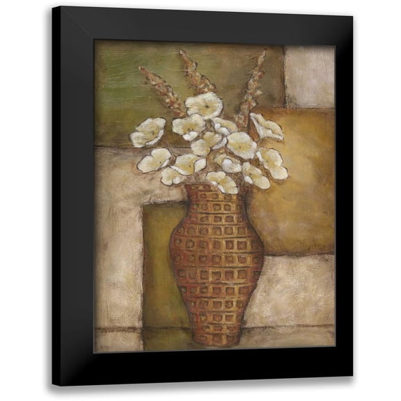 Zarris, Chariklia 12x14 Black Modern Framed Museum Art Print Titled - Cubed Floral Study I