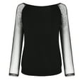 thumbnail image 5 of Camiseta de manga larga con cuello redondo y lentejuelas de malla sólida para mujer, blusa Polluver, Tops Fridja hkj137, 5 of 5