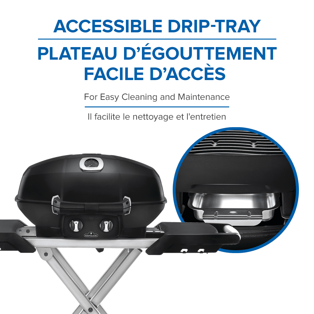 Napoleon TravelQ PRO285X Portable Propane Gas Grill with Scissor Cart, Black