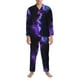 thumbnail image 3 of Balery Purple And Blue Nebula Pijama para Hombre de Dos Piezas con Manga Larga, Conjunto de Dormir y Descanso Suave con Bolsillos-Large, 3 of 7