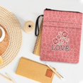 thumbnail image 4 of HELLHERO Polyester Fabric Zipper Bag for Reading Lovers Book Lovers Gift for Travel Lightweight, Pink Leopard Roses LOVE, 4 of 8