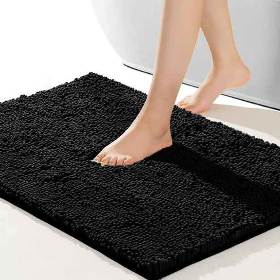 Homore Bathroom Rug,Non-Slip Bath Mat,Soft Cozy Shaggy Durable Thick Bath Rugs for Bathroom - 24''x 36'' Black