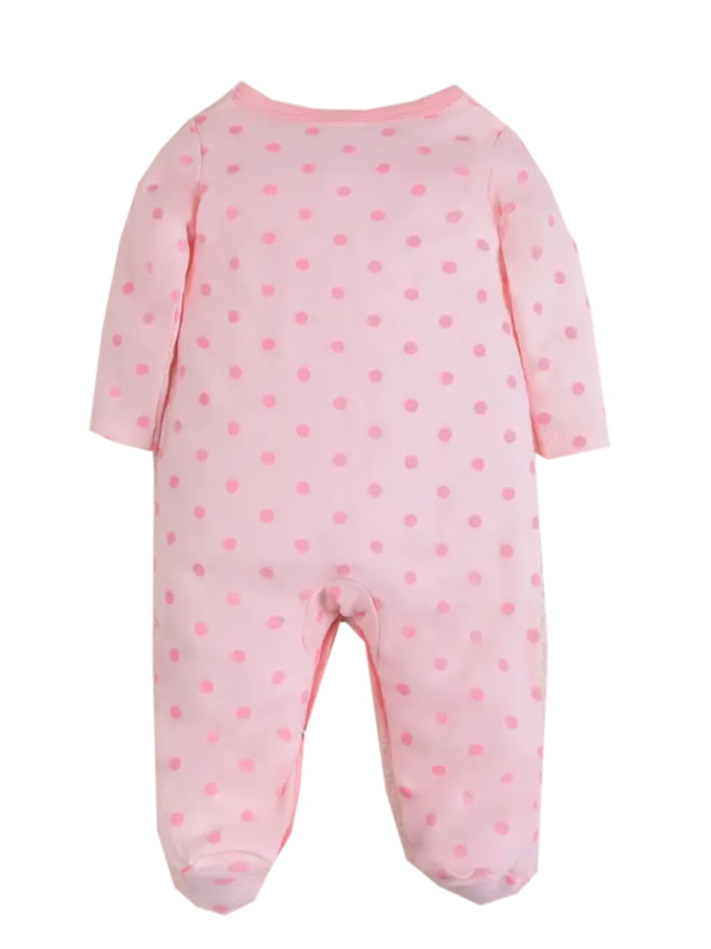 QEFJNO Newborn Baby Girls' 3-pack Sleep and Play Footies Pajamas One-Piece Sleeper Button Jumpsuit Cotton Polka Dots PJs