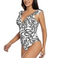 thumbnail image 3 of Yiaed Hand Drawn Snake Print Women's Ruffled One Piece Swimsuit V Neck Swimwear Slimming Monokini for Woman-Medium, 3 of 8