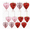 Red+Pink, variant on 24 PCS Pink Heart Ornaments - 3 Different Finishes Heart Shaped Hanging Decor for Valentine's Day, Wedding, Mother's Day, Anniversary, Christmas Tree & Party