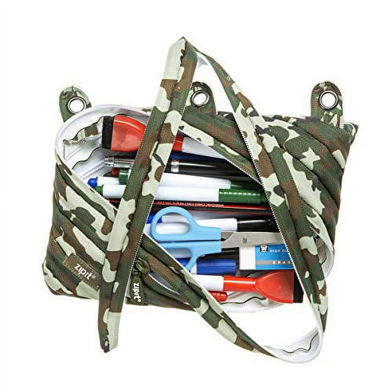 Camouflage Army Green Pencil Pouch for 3 Ring Binder Pencil Case with  Zipper Clear Window Pencil Bags for Daily Office Supplies 2 Pack