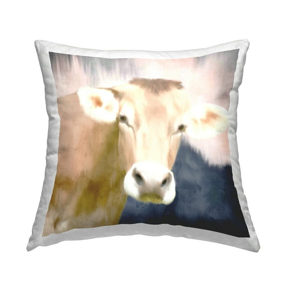 Stupell Industries Country Cattle Cow Farm Animal Portrait Design by Kim Allen Throw Pillow