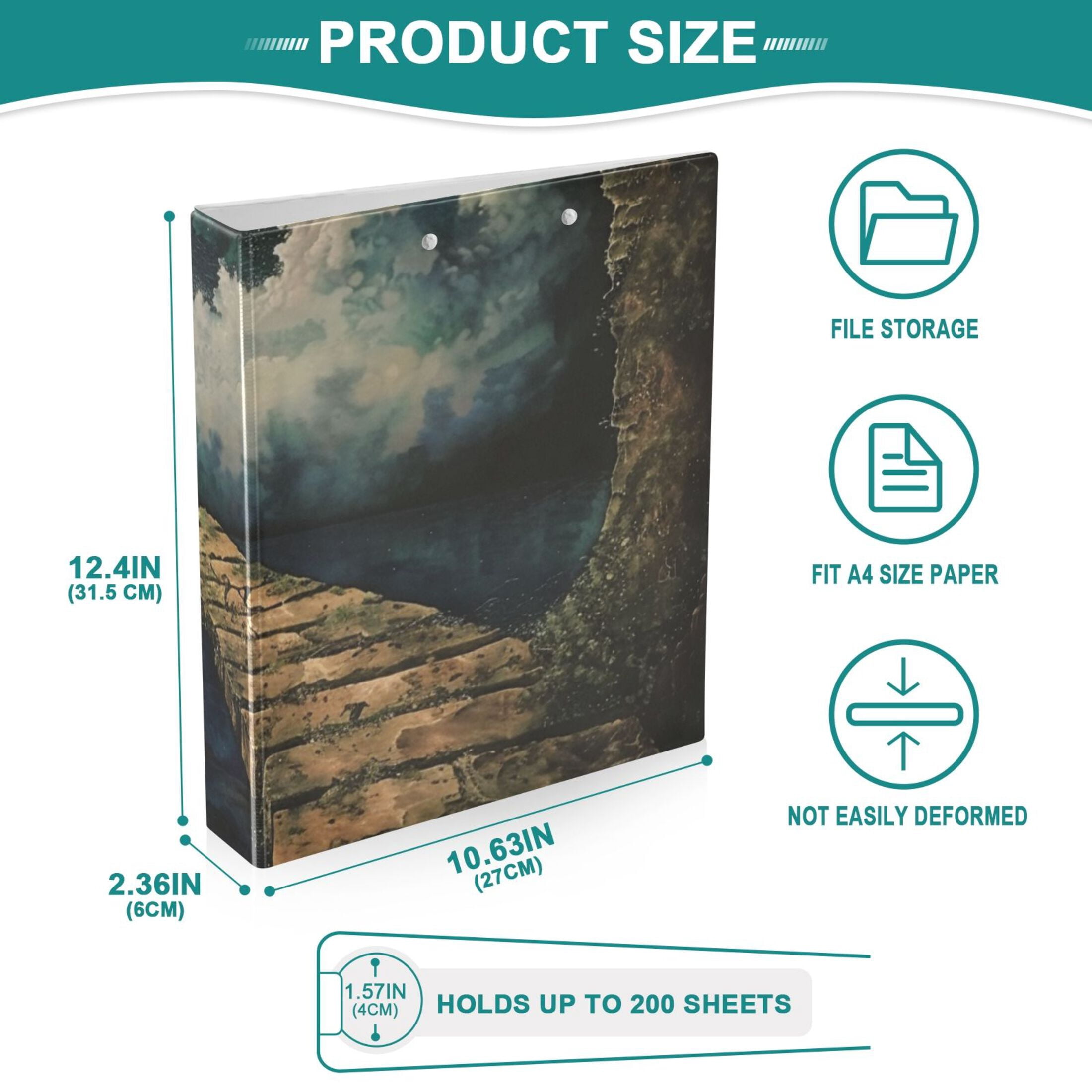 Bridge 3 Ring Binders 1.5 inch Hardcover File Folders with Interior Pockets A4 Size Organizer for School Office Hospital