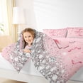 thumbnail image 3 of Erosebridal Dreamy Glitters Print Bedding Comforter Set for Girls, Pink Bling E Letter Full Bedding Set, Pink Reversible 7pcs, 3 of 6