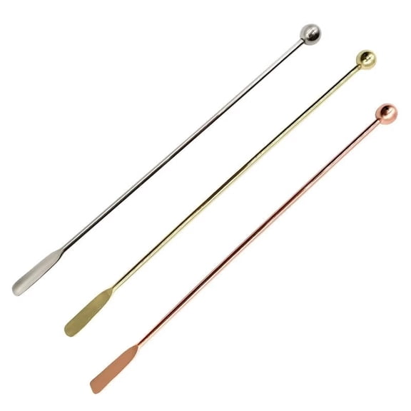 AmaMary 3-Piece Stainless Steel Drink Stirrer Set, 7.4-Inch Reusable Cocktail and Coffee Stir Sticks for Beverages