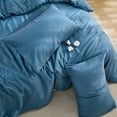thumbnail image 7 of 100% Cotton Comforter Set – Dark Blue, Linen-Like Texture, Super Soft & Breathable Lightweight Bedding Set, 3-Piece Durable Percale Comforter for All Seasons, 7 of 7