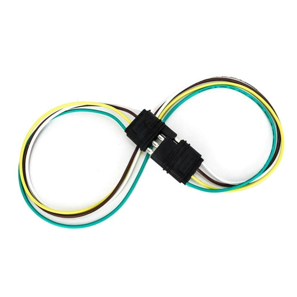 Trailer Light Wiring Harness Extension with 4-Pin Plug 24 '' Flat Cable  Connector 