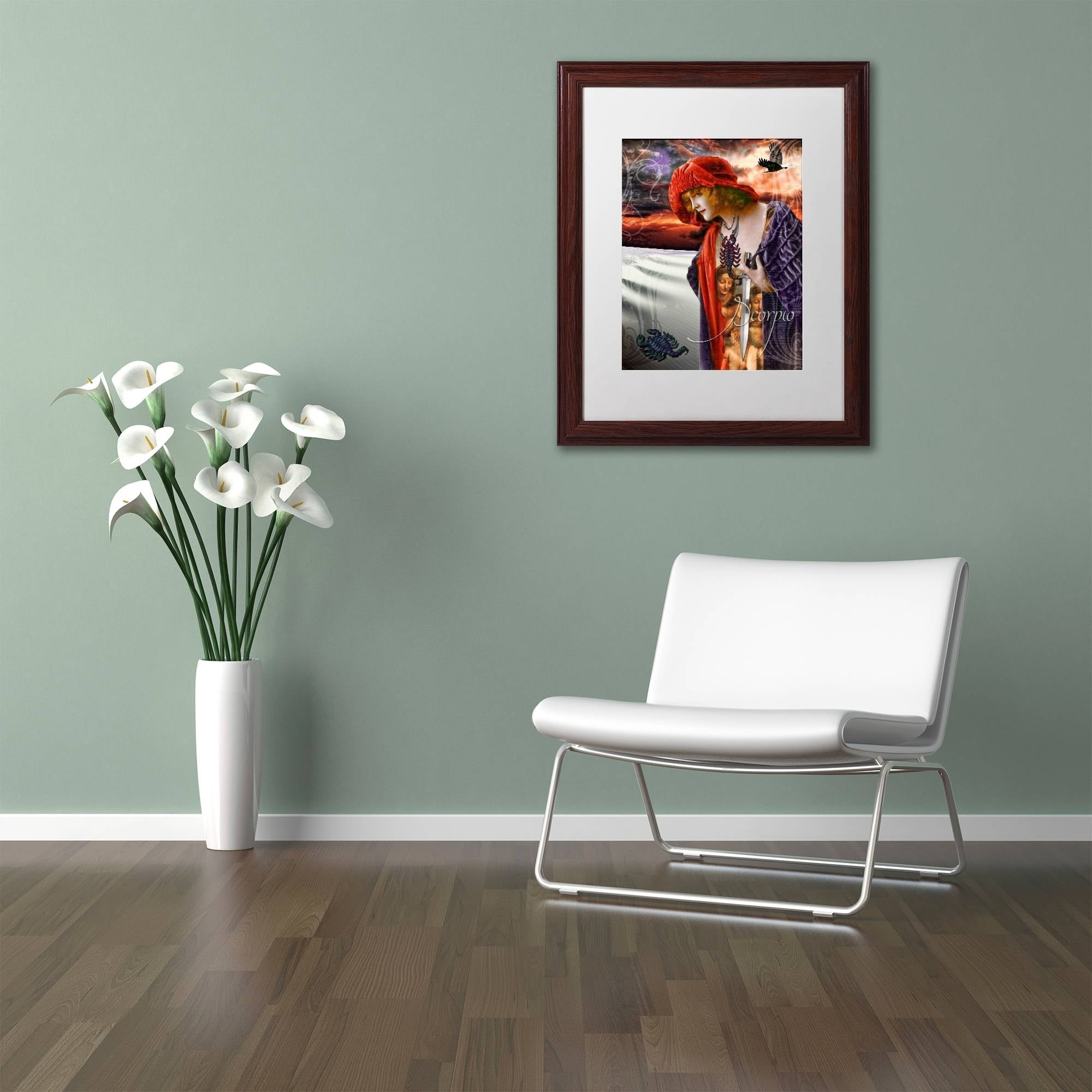 Trademark Fine Art "Art Nouveau Zodiac Scorpio" Canvas Art by Color Bakery White Matte, Wood Frame