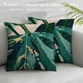 thumbnail image 3 of Chilfamy Hello Summer Vibes Palm Leaves Decorative Throw Pillow Covers, Sunshine Tropical Plant Monstera Porch Outdoor Pillowcase, Green Pink Stay Awhile Hawaii Cushion Case Home Decor 18x18in, 3 of 5