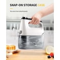 thumbnail image 6 of Hand Mixer Electric, 6-Speed Electric Hand Mixer with Whisk, Snap-On Storage Case,5 Stainless Steel Accessories, Kitchen Blender with Cord, White, 6 of 7